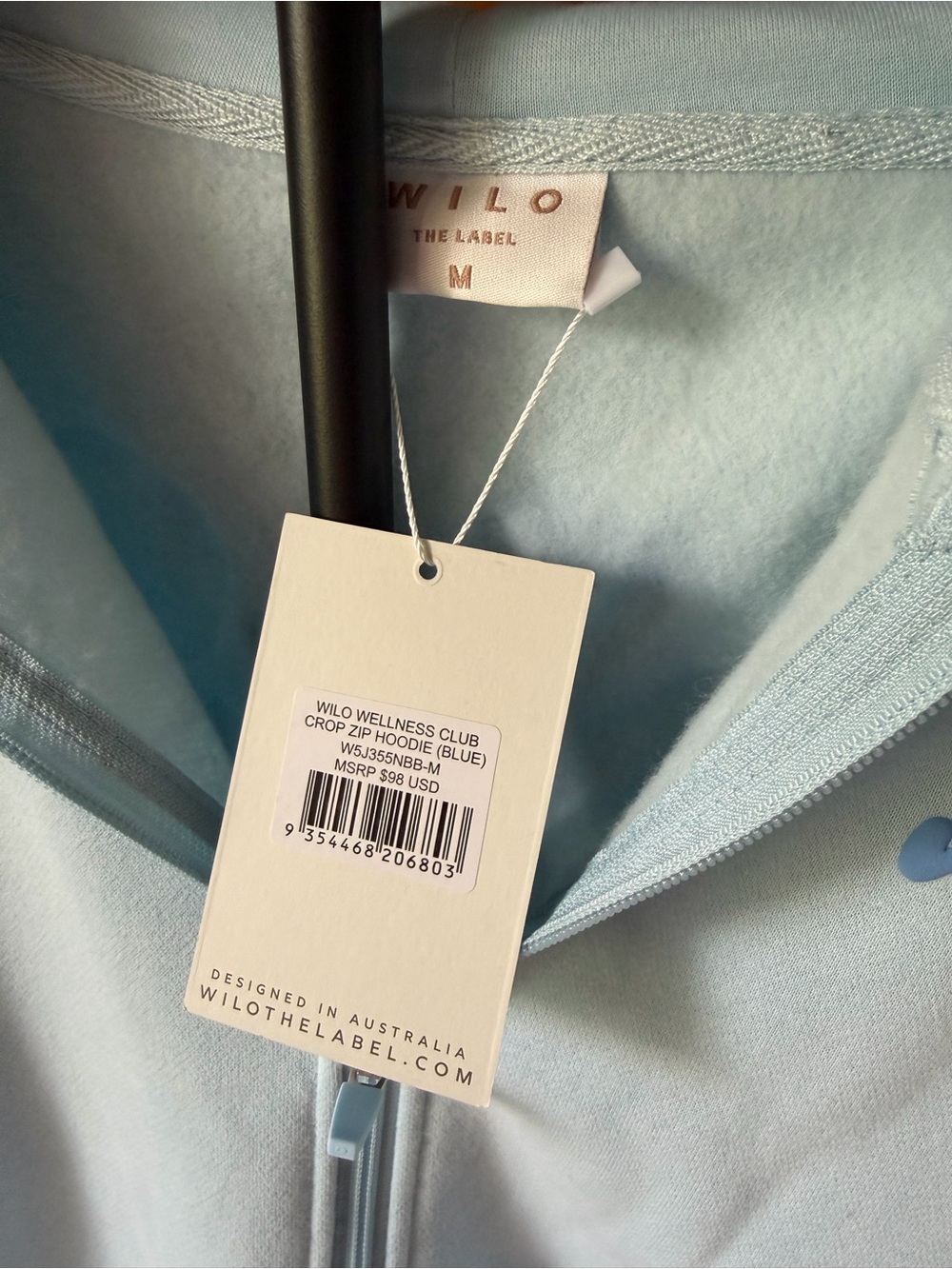 NWT Light Baby Blue WILO THE LABEL Wellness Club Zip-Up Hoodie Sz Medium - Picture 2 of 4